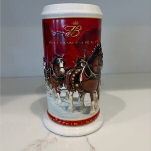 Budweiser Red & White Clydesdale Ceramic Stein
